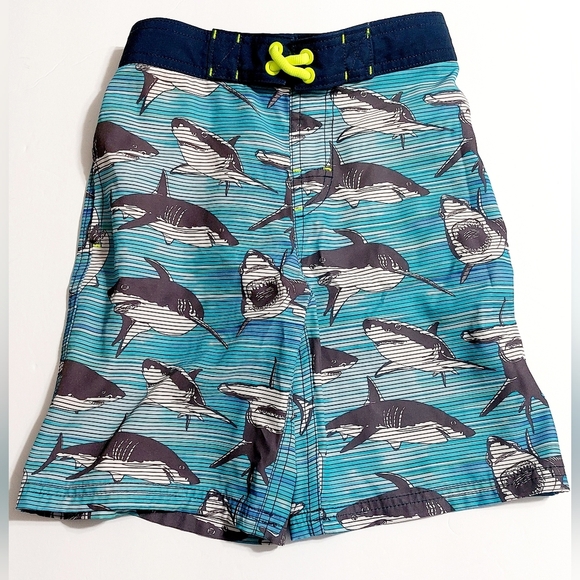 Aqua Shark Themed Swim Trunks Elastic Waist Boys M Size 8 - Picture 1 of 4